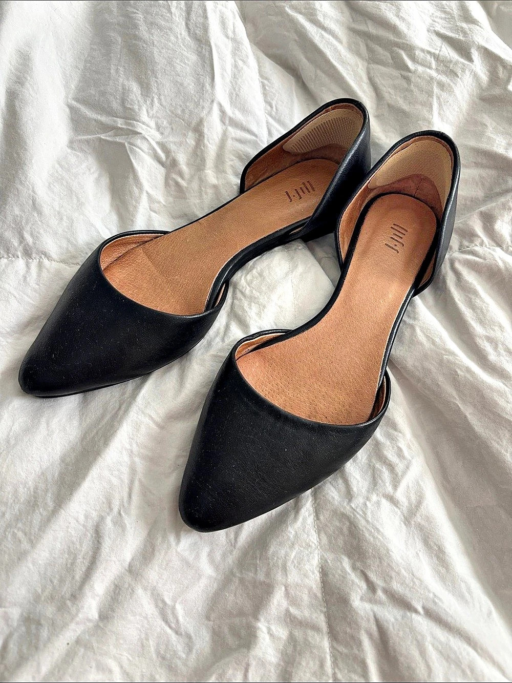 J. Jill D'Orsay Pointed Toe Flats Black US 7.5